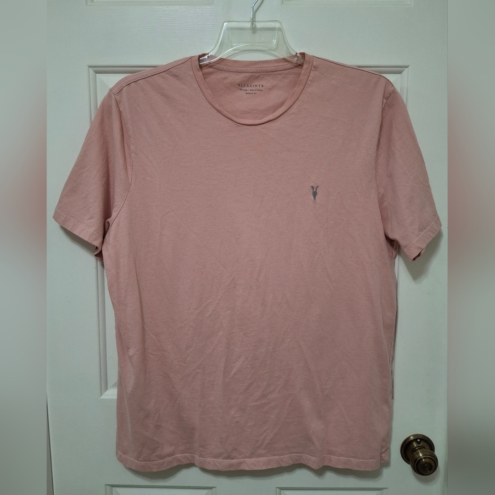 Men's All Saints Medium Pink Regular Fit Crewneck T-Shirt Size XXL - Picture 4 of 8
